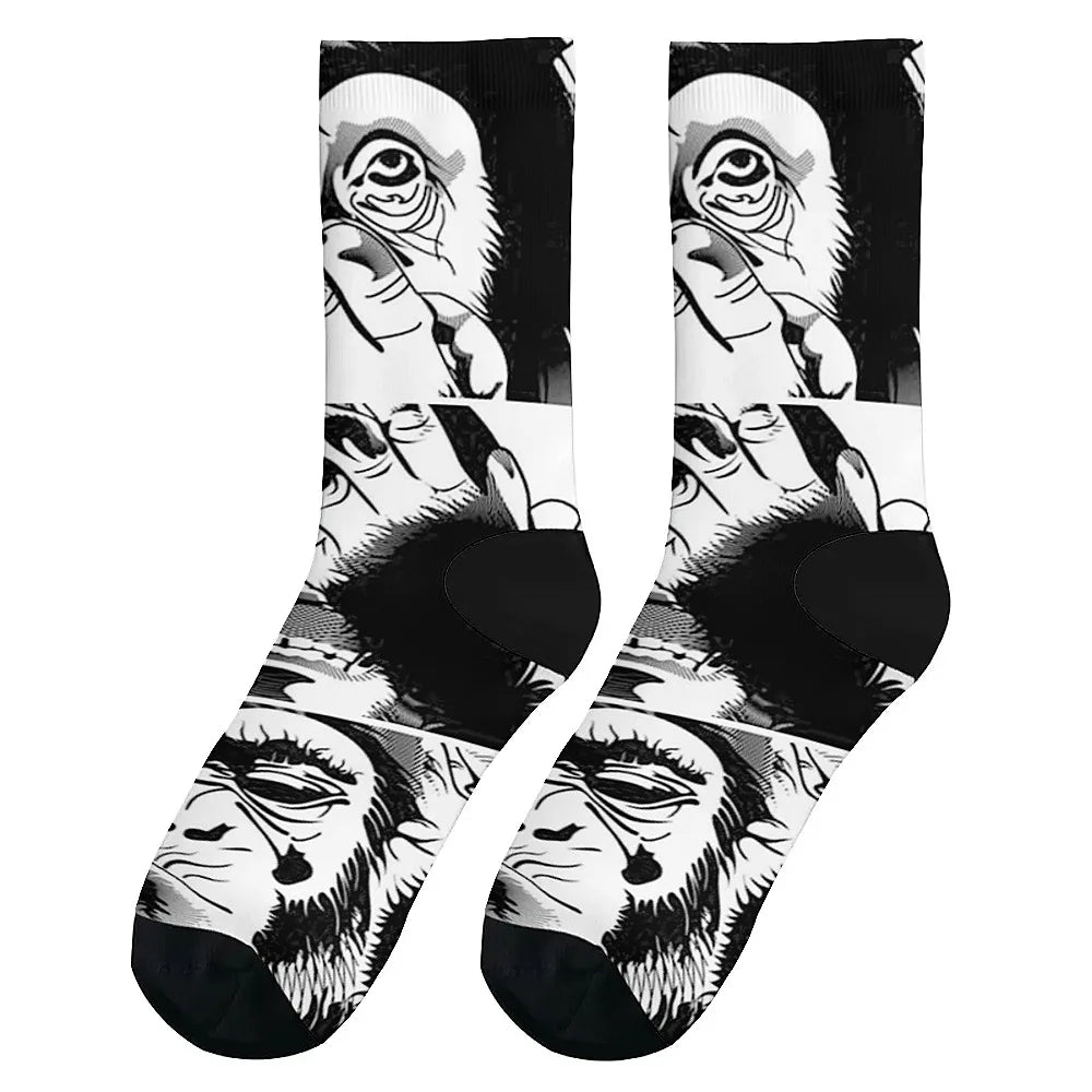 New and interesting men's socks, retro fun art gorilla, street hip-hop style, comfortable and breathable, outdoor leisure sports