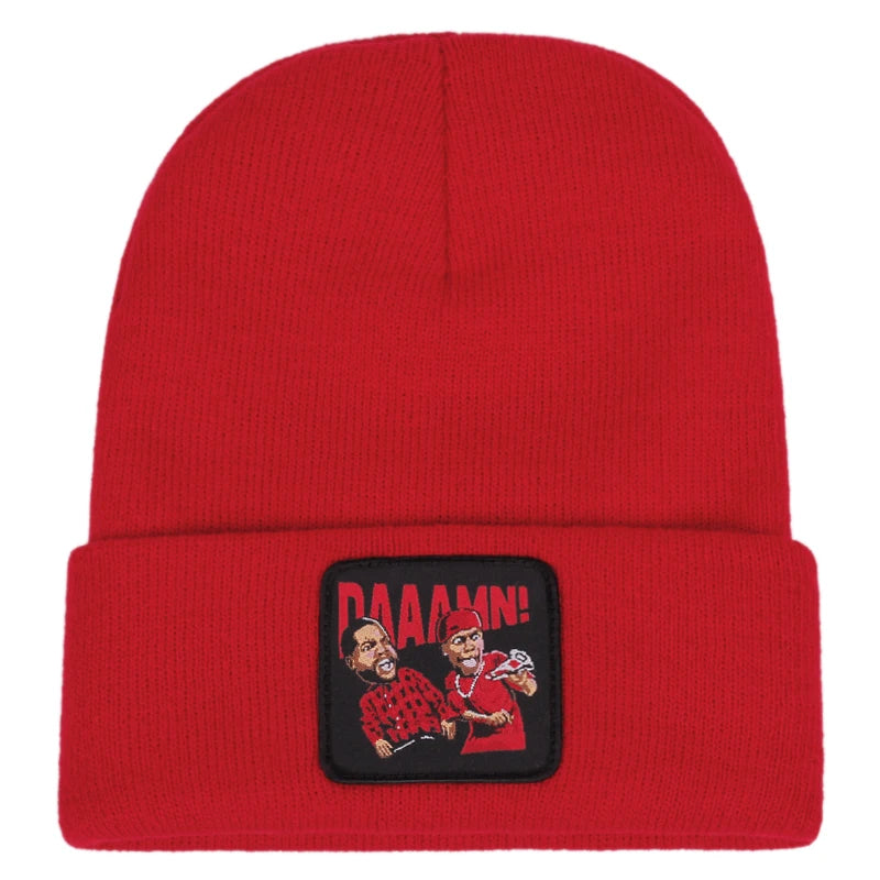 DAAAMN cartoon embroidered knitted hat for autumn and winter outdoor sports events Warm woolen hat hip-hop
