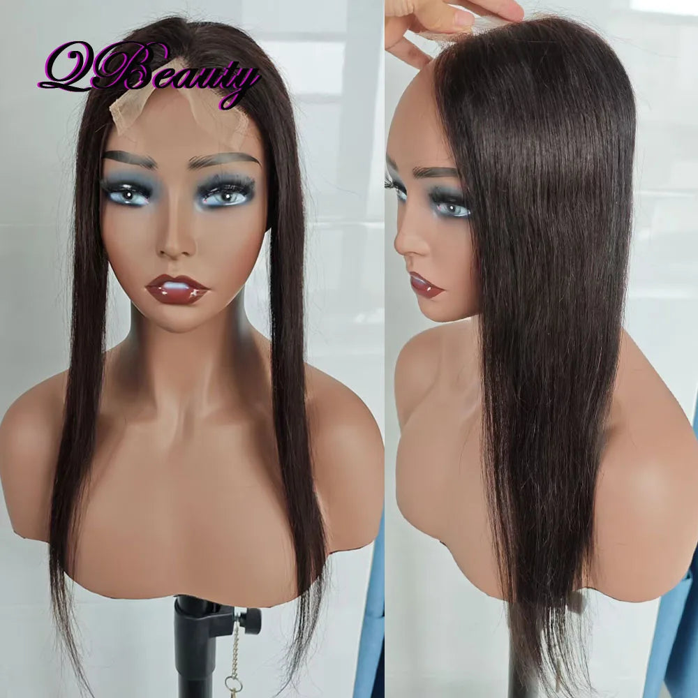 4x4 Lace Closure 100% Human Hair Pre-plucked Transparent Lace Free Part 22 inch Color 1B Black Straight Soft Indian Hair QBeauty