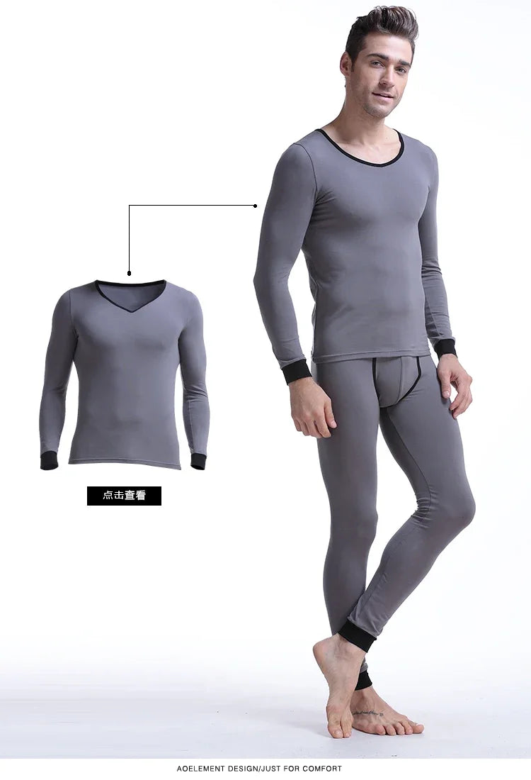 Men's long Johns single-piece thin tight-fitting underpants line pants thermal pants slim cotton woolen pants autumn and winter
