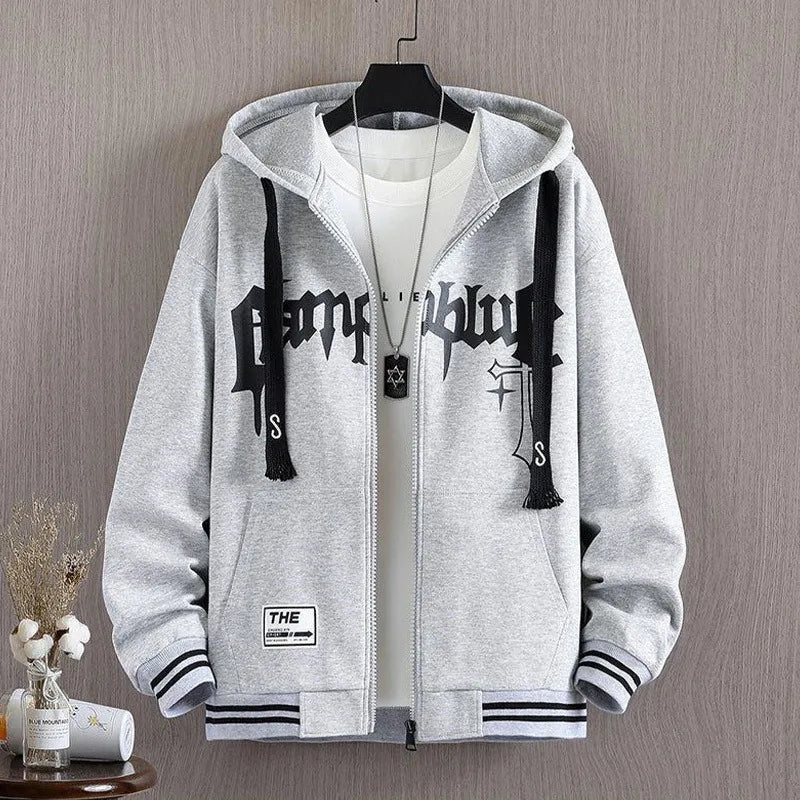 New Men's Hooded Jacket M-6XL Men's Clothing Spring Autumn Korean Fashion Loose Male Coat Hooded Baseball Jersey 2024