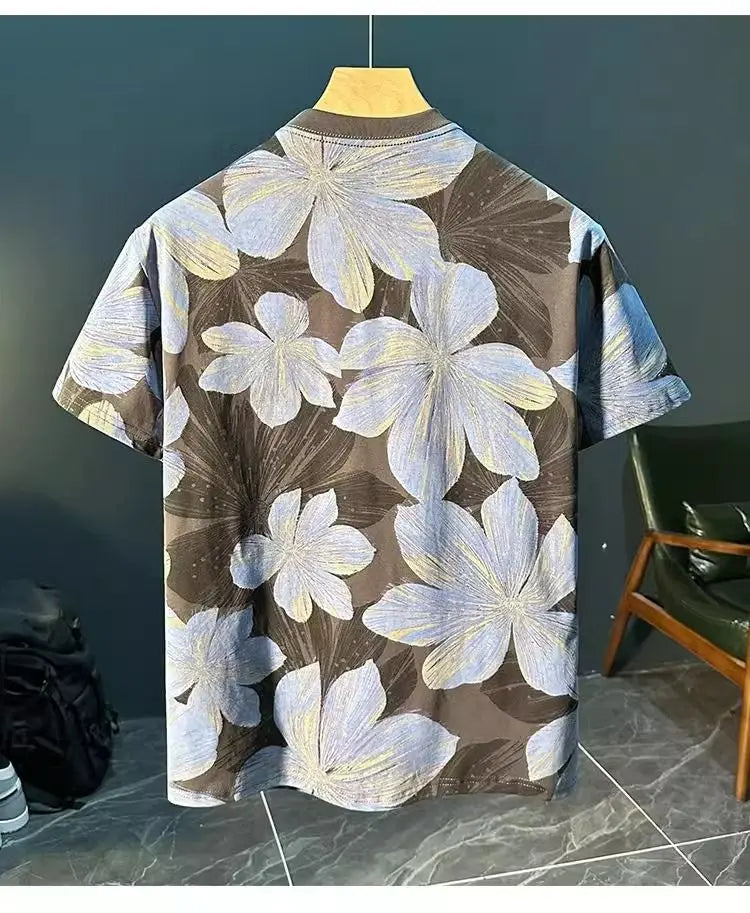 Loose Short-sleeved Thin Versatile Top Short-sleeved T-shirt for Men Summer Thin Full-body Printed Casual Breathable Trendy