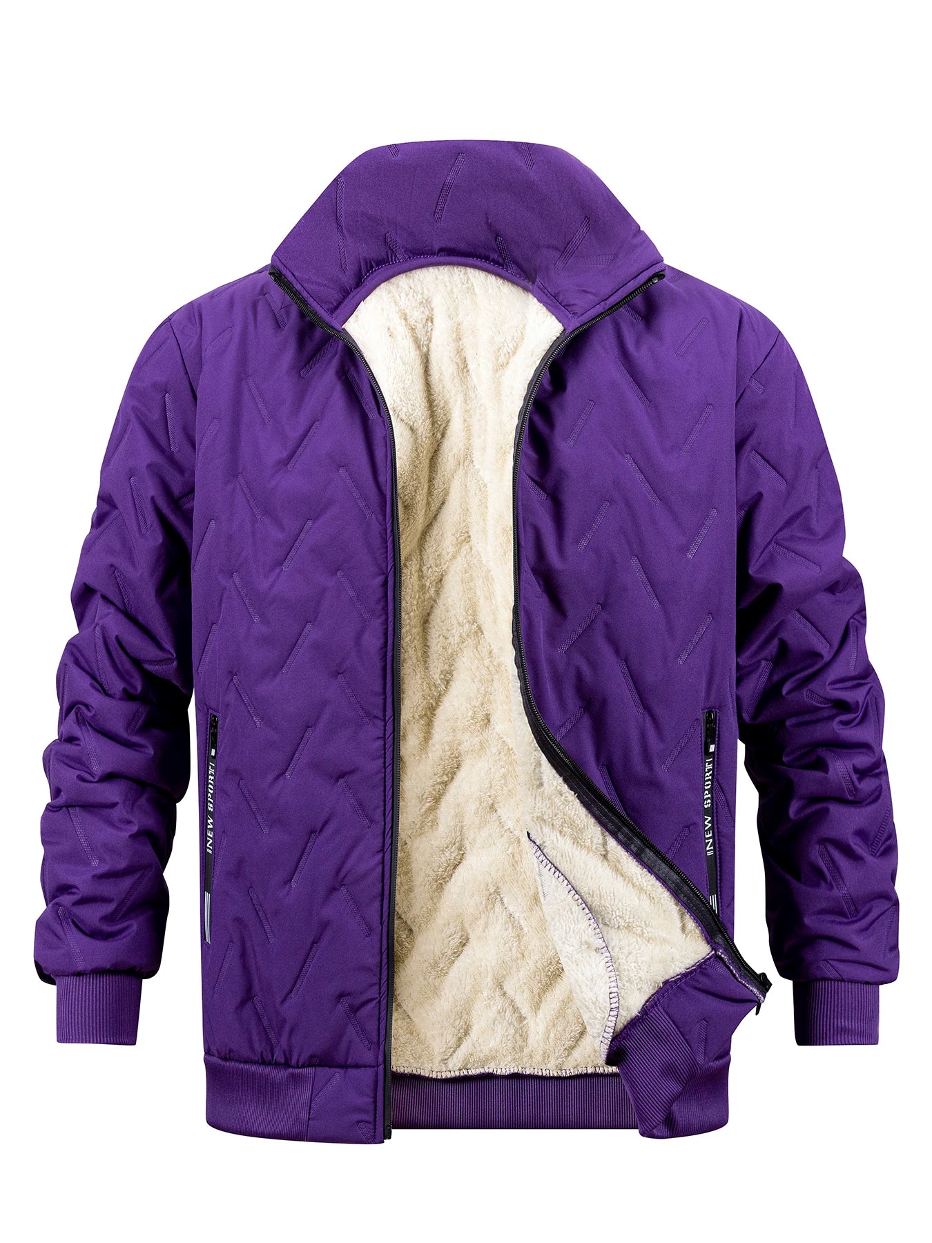 Winter Men's Zipper Stand Collar Jacket Male Casual Warm Thickened Fleece Lined Jacket Coat Streetwear Men Windproof Warm Coat