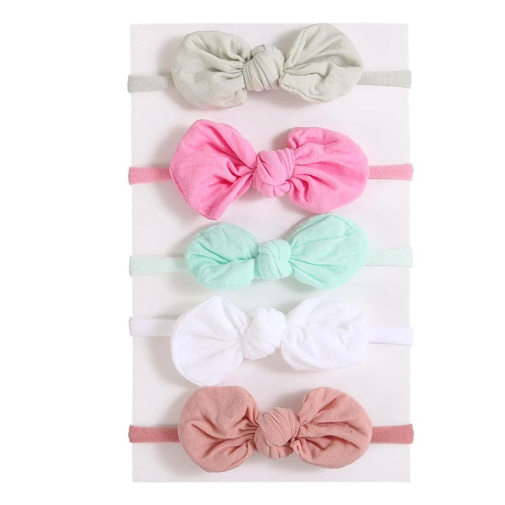 5Pcs/Lot Baby Headband for Baby Girls Soft Nylon Elastic Solid Color Hairband Print Hair Bow Kids Headwear Baby Hair Accessories