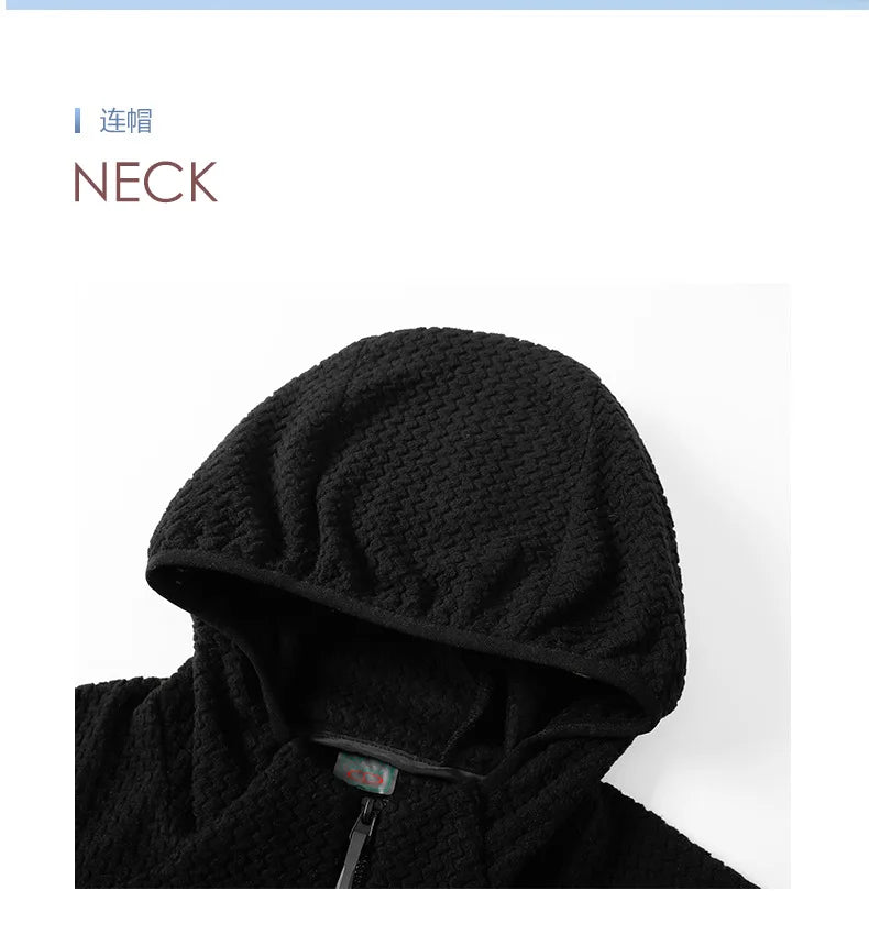 ARC Outdoor Men's Zipper Plush Hoodie Mountaineering Travel Sports Fashion Cationic Casual Fishing Spring and Autumn Hoodie