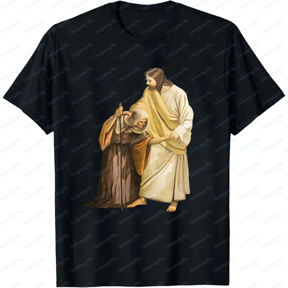 Jesus Christ Pantocrator Icon Sinai Orthodox Christian Man Gift Printed T-Shirt Summer Women Short Sleeve Cotton Unisex T Shirt
