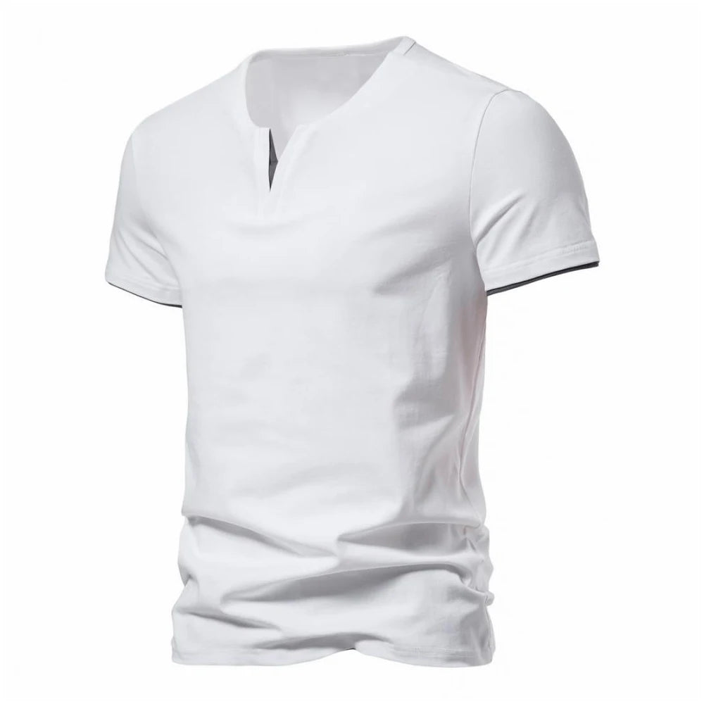 Mens Short Sleeve Henley Shirt Casual Summer V Neck T-Shirt Casual Slim Fit Basic Solid Color Loose Fitness Sport Breathable Top