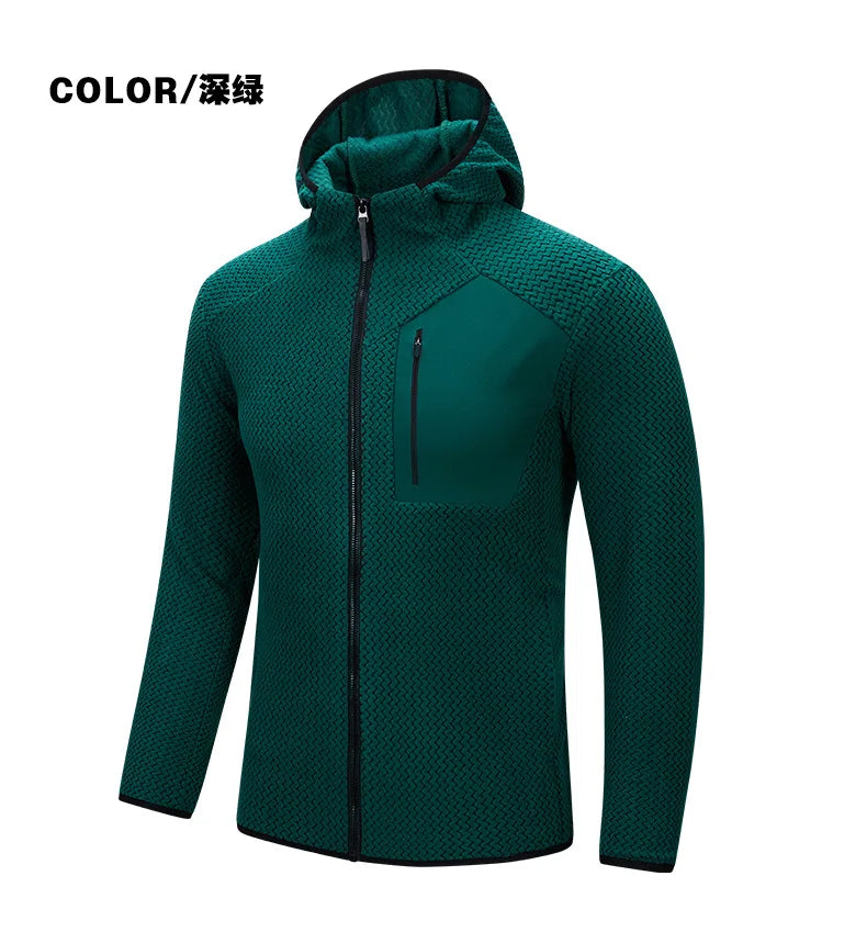 ARC Outdoor Men's Zipper Plush Hoodie Mountaineering Travel Sports Fashion Cationic Casual Fishing Spring and Autumn Hoodie