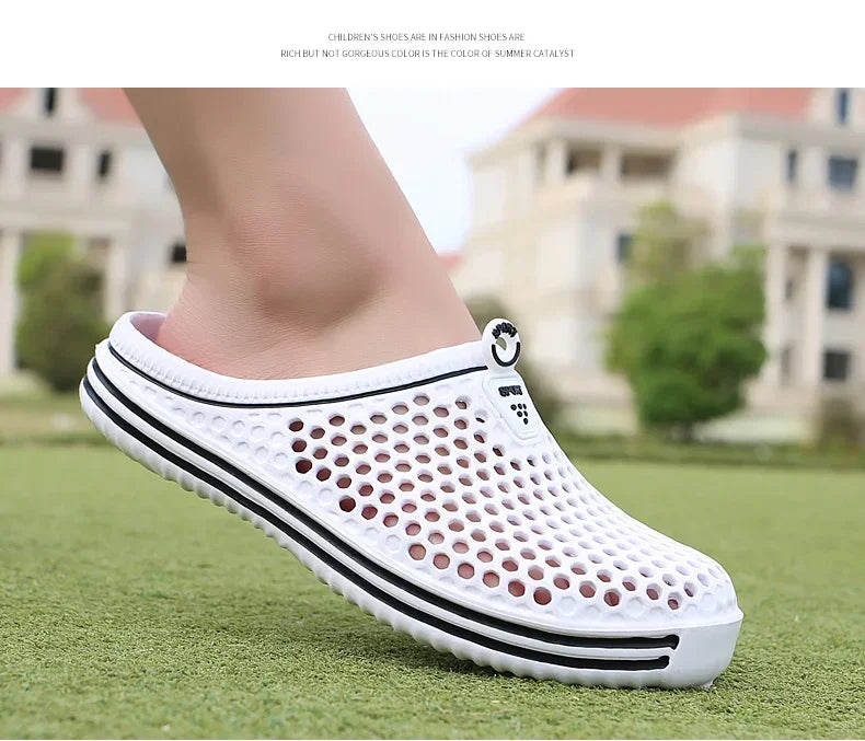 YRZL Mens Sandals Light EVA Summer Casual Shoes Hole Shoes Clogs Lovers Home Garden Outdoor Big Size 45 Male Beach Flat Slippers