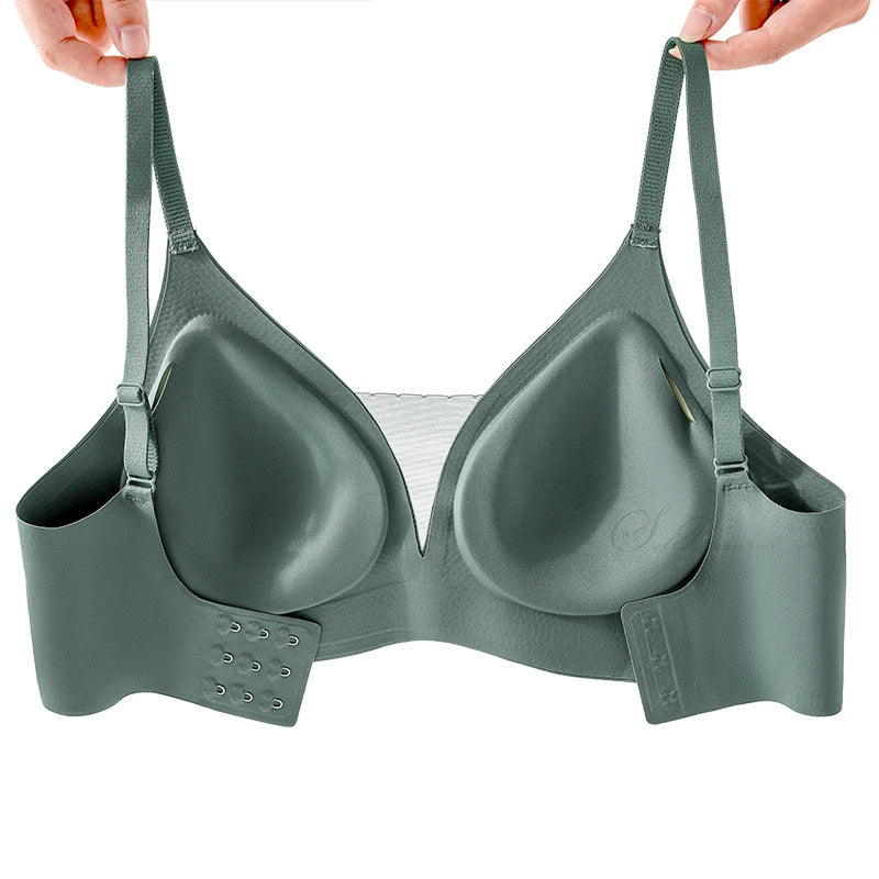 New Latex Seamless Underwear Women No Steel Ring Lace tube top Gathered Sports Pure Color Bra Breastfeeding Anti-sagging Bra