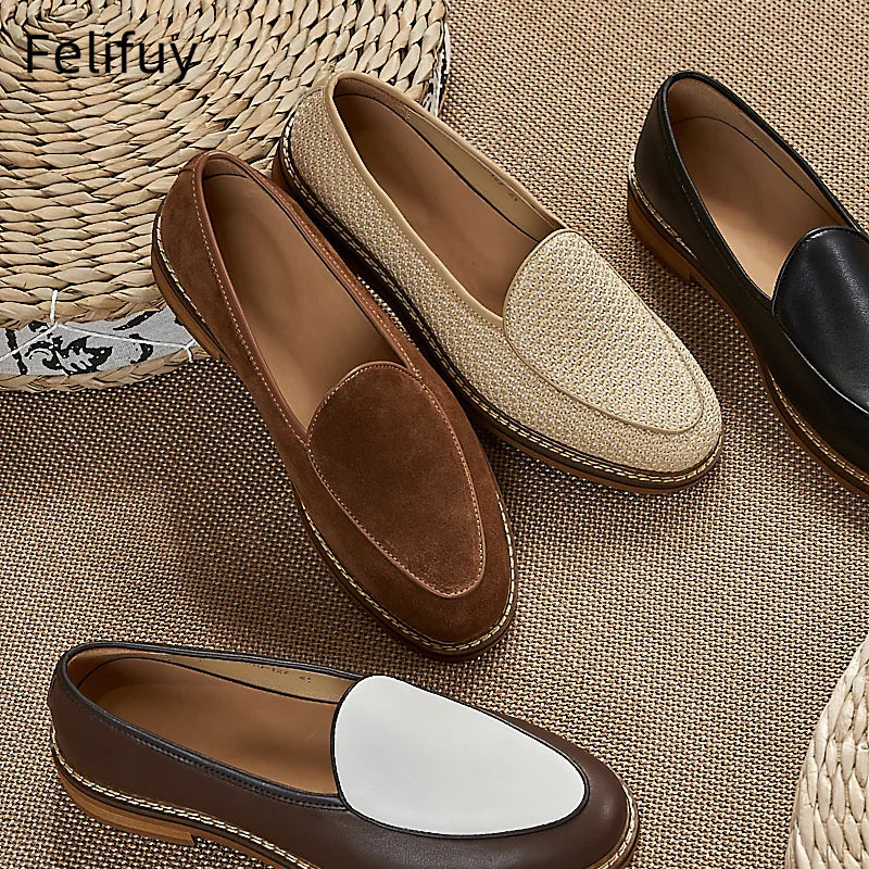 British Style Men Cow Suede Leather Loafers Classic Outdoor Walking Shoes Fashion Genuine Leather Slip-on Flats Soft Man Loafers