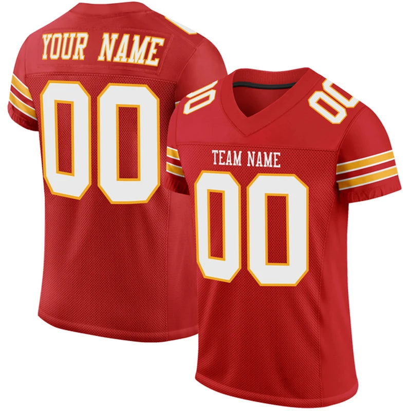 Red Series Customized Football for Men Jersey Personlized Sew Team Football Short Sleeves Athletic Tee Shirts Unisex Top
