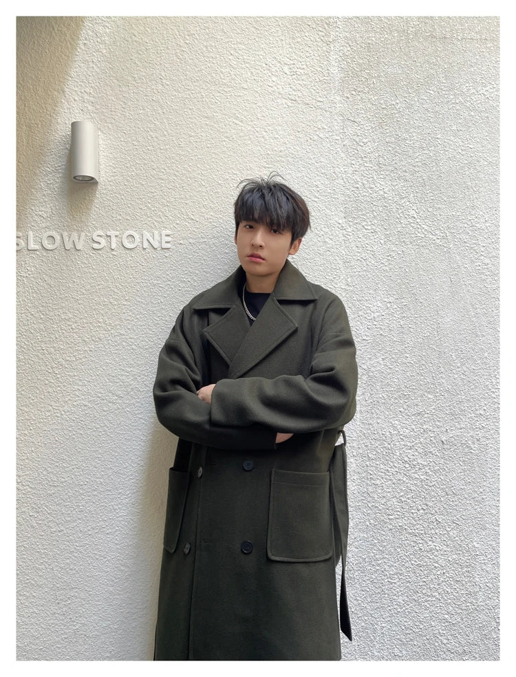 Long Coats for Men Woolen Jackets 2024 Winter Thicken Coat Trench Coats Korean Vintage Loose Heavy Jackets Men Leisure Overcoat
