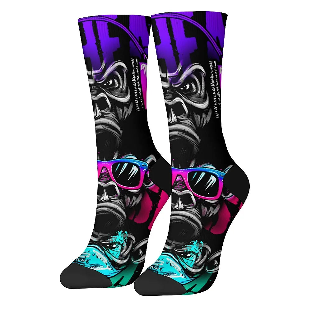 New and interesting men's socks, retro fun art gorilla, street hip-hop style, comfortable and breathable, outdoor leisure sports