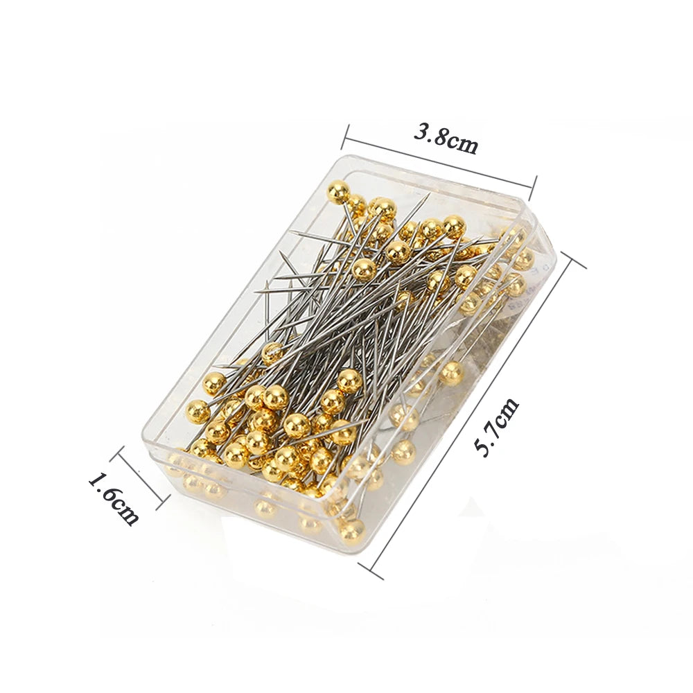 100pcs Colorful Pearlescent Large-Head Needles for Cross-Stitch Clothing Positioning 38mm Length