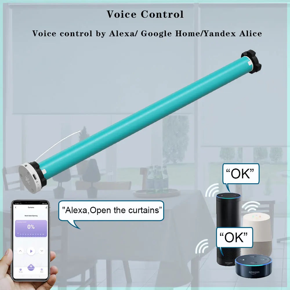 LifeLibero Tuya Wifi Battery Smart Curtains Motor Roller Blinds For 38mm Tube Rechargeable Wired Free Shutter Electric Motor