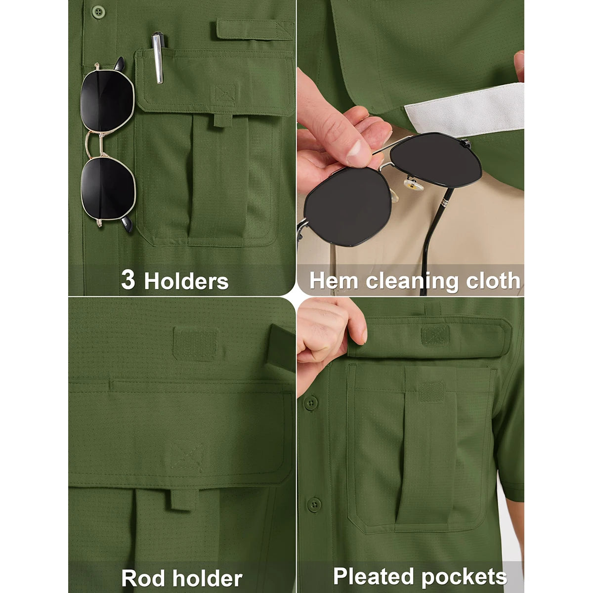 TACVASEN Men‘s Short Sleeve Sun Protection Shirt UPF 50+ Lightweight Quick Dry Fishing Hiking UV Shirt with Pockets for Men