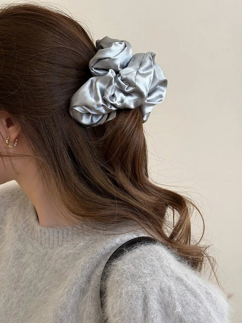 2024 Pillow Sleep Headband Elastic Ponytail Scrunchie for Women Hair Accessories Girls Soft Solid Satin Filled Cotton Big Bands
