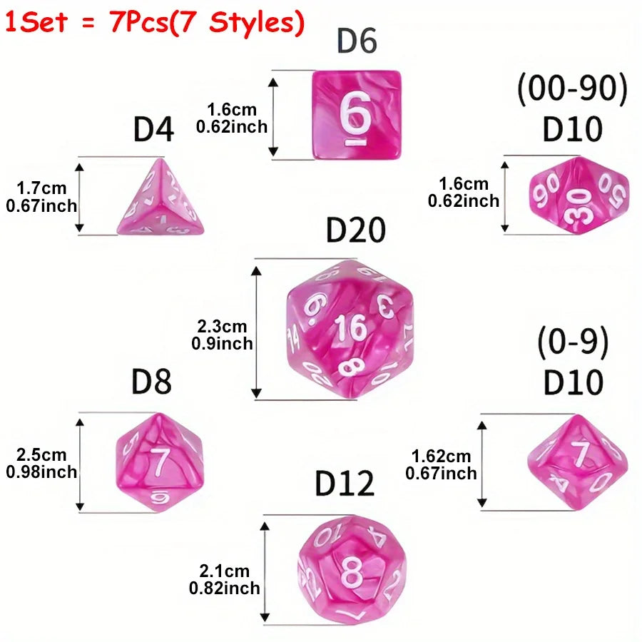 28pcs Polyhedral DND Dice Set - Black Drawstring Pouch with Color-Coded Faces, RPG/D&D Tabletop Game Accessories  ZSY