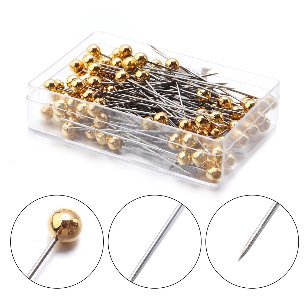 100pcs Colorful Pearlescent Large-Head Needles for Cross-Stitch Clothing Positioning 38mm Length