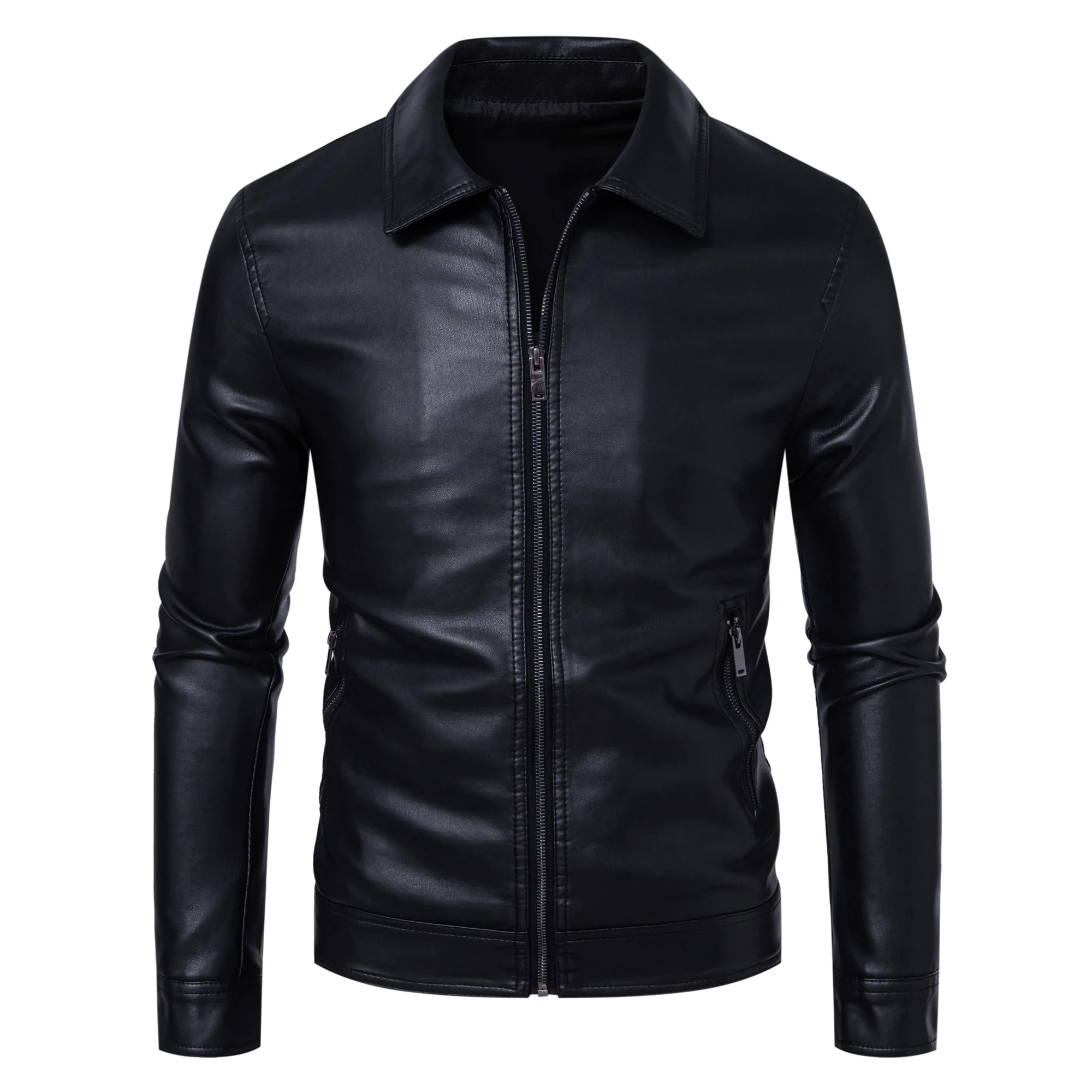 Mens Biker Clothes Slim Fit Casual Leather Jackets Trendy Mens Jackets Fashion Brand Vintage Leather Coats Men's Motorcycle Coat