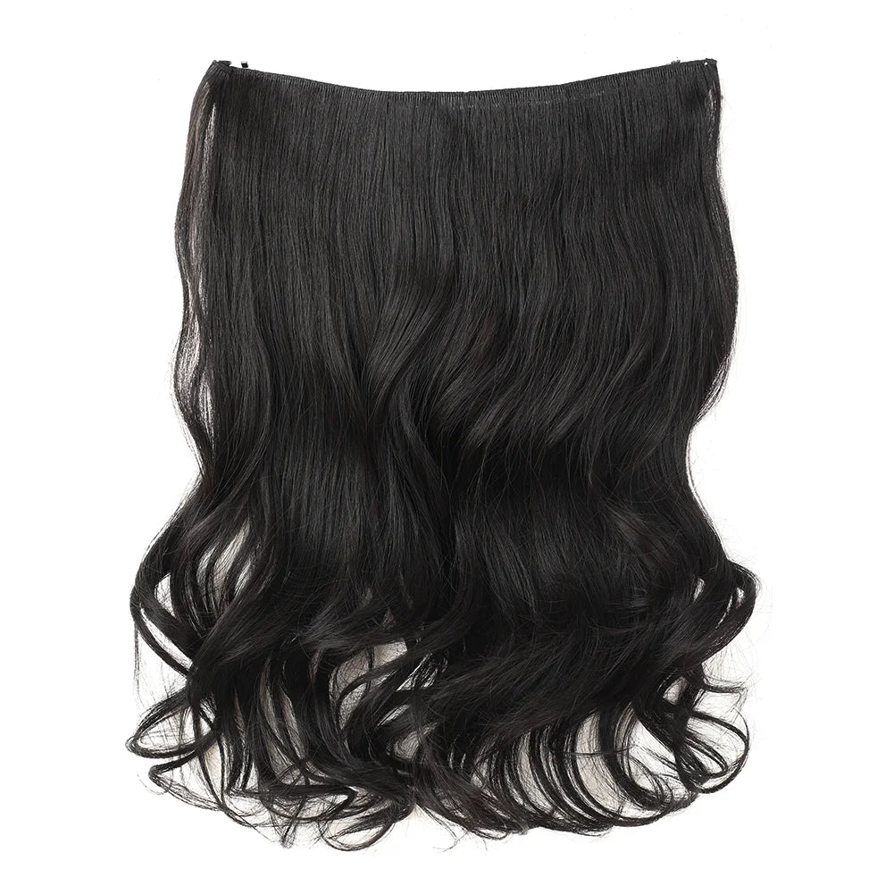 Invisible Wire in Synthetic Hair Extensions Body Wave 2 Clips in Hair Extensions 18" Fish Line Synthetic Hair Piece For Women
