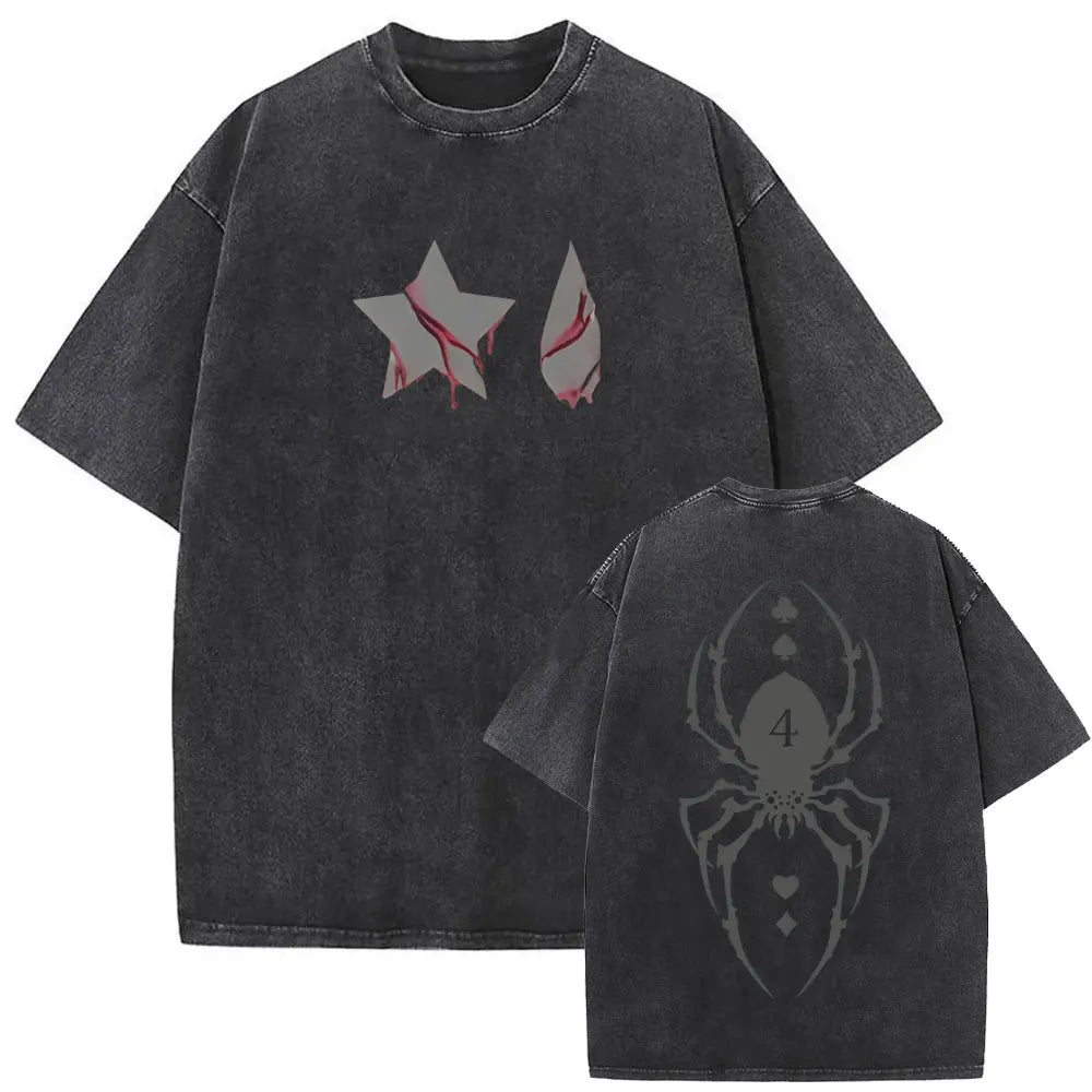 Washed Vintage Anime Hunter X Hunter T-shirt Killua Zoldyck Graphic T Shirt Men Women Clothing Casual Oversized Crewneck Tshirt