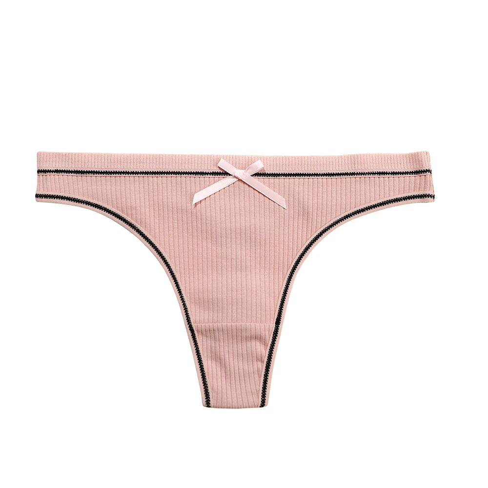Women's Thong Sexy Panties Cotton Bow Tie Underpants Comfort Soft Intimates Lady Briefs Female Panty Lingerie Sexy Women