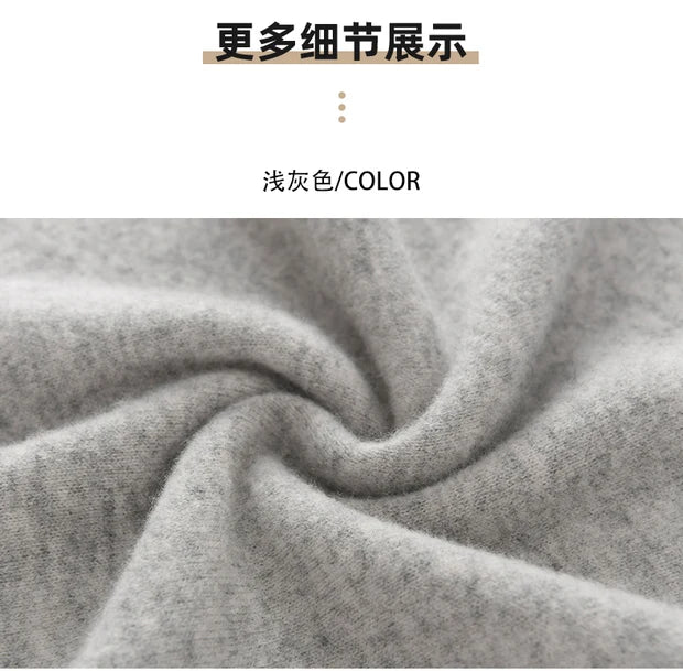 Men's Autumn Winter 100% Merino Wool Sweater Hooded Collar Knitted Pullover Cashmere Sweatshirt Casual Large Tops Long Sleeved