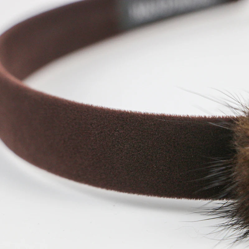 Real Mink Cosmetic Headbands Women High Quality Bow Hair Bands hair accessory Fashion Plush Hair Clips cute Real Fur Gifts