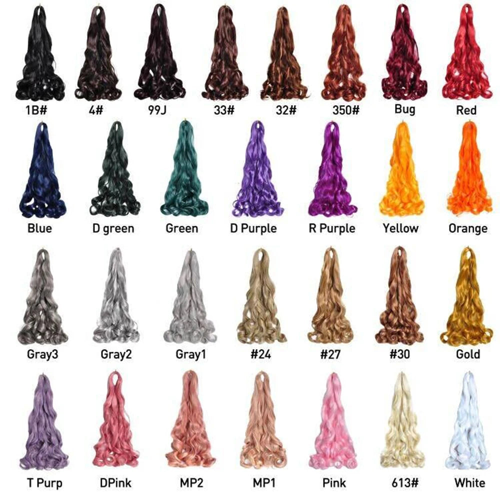 French Curls Braiding Hair Extensions 24Inch Synthetic Curl Hair Loose Wave Spiral Curl Crochet Hair Braids For Black Women