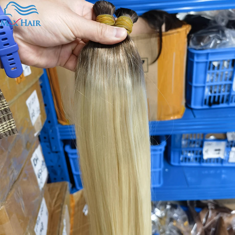 613 Striaght Human Hair No Weft 100% Virgin Bundles Highlight Original Bulk Extensions Russian Natural Unprocessed Blonde hair