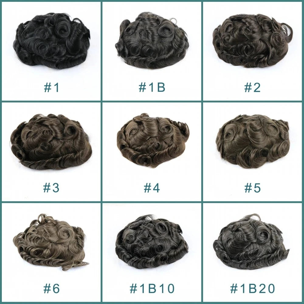 Undetectable 6mm Tight Curl Remy Human Hair Male Wigs System Prosthesis Durable Afro Black Man 0.1mm PU Base Men Toupee Natural
