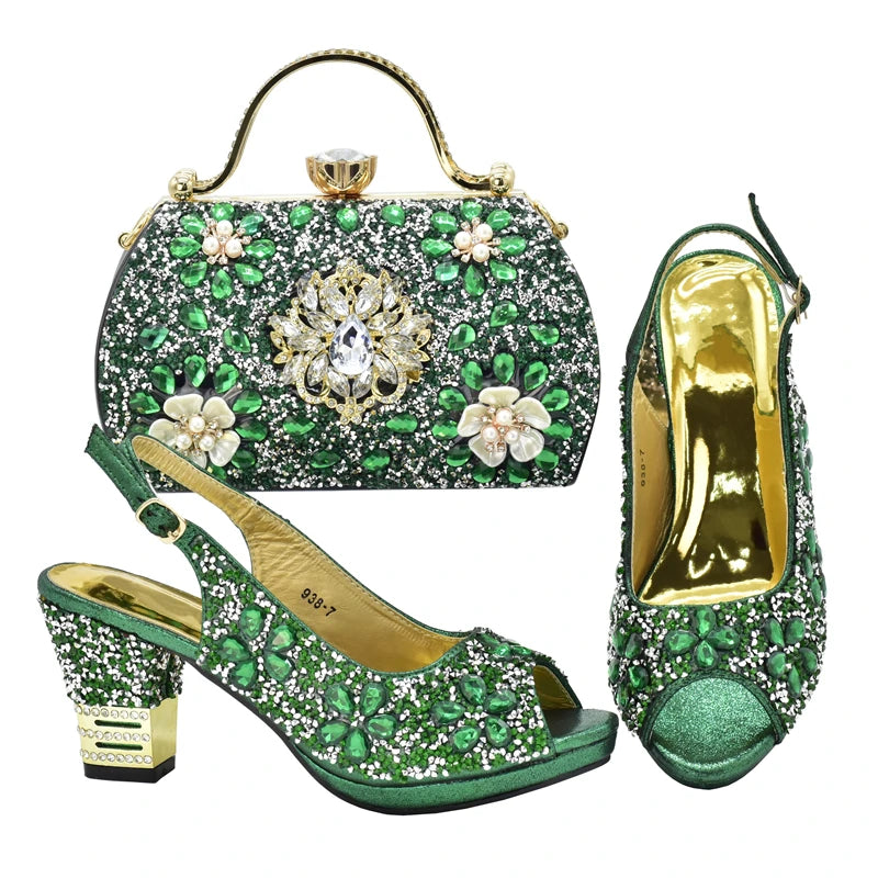 Latest Shoes and Bag for Party Wedding Plus Size Women Shoes 43 High Heels Sexy Ladies Luxery Shoes Women Dress Pumps with Purse