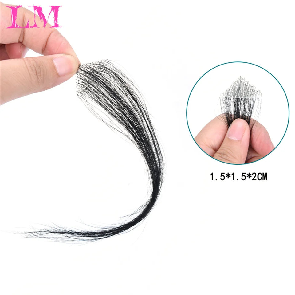 LM Natural Human Hair Clip-In Bangs,Hairline Replacement Lanugo Bangs Hand Woven Hair Bangs With Sideburns Clip In Hair Extensio