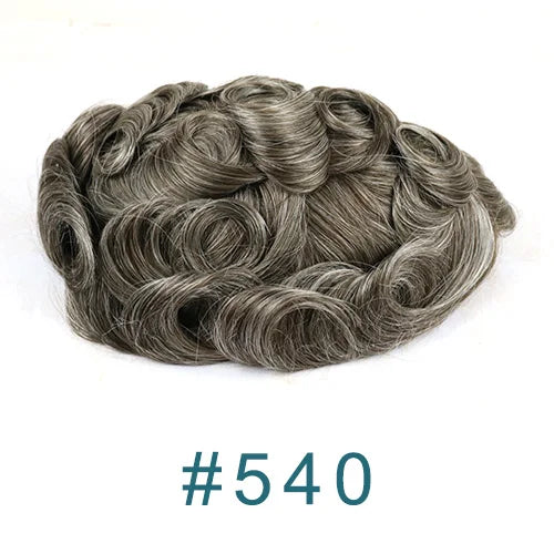 Undetected 0.02mm Thin Skin Natural Hairline Human Hair Men Toupee Black Gray Brown Blonde Male Hair Light Capillary Prosthesis