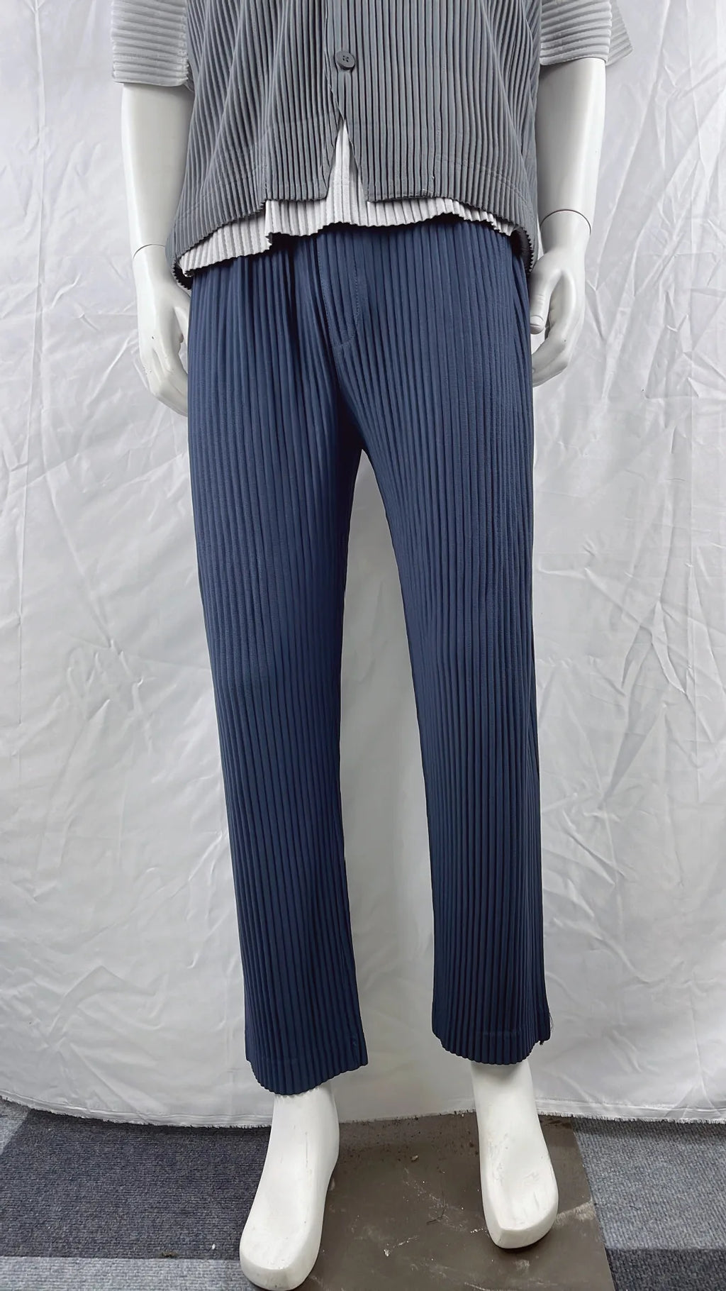 Pleats Pleated Commuter Pants Men's 2024 Autumn New Draped Elastic Trousers Casual Japanese Men Solid Color Nine Minute Pants