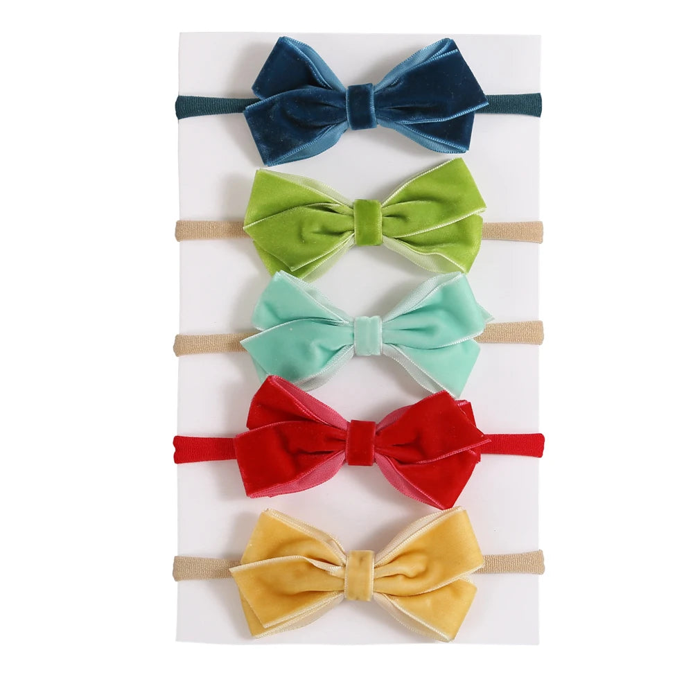 5Pcs/Lot Baby Headband for Baby Girls Soft Nylon Elastic Solid Color Hairband Print Hair Bow Kids Headwear Baby Hair Accessories