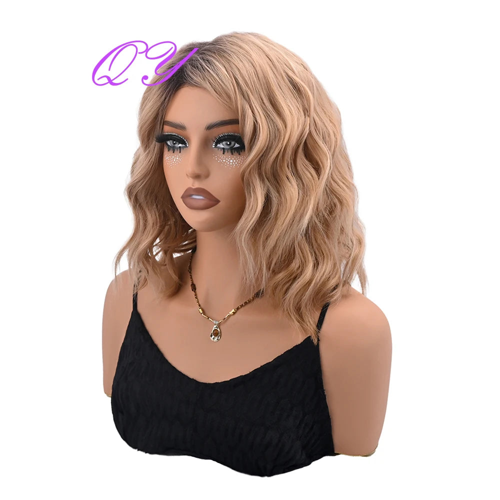 Synthetic Short Water Wave Curly Women's Wig  High Quality Daily Use Hair Wigs For Woman