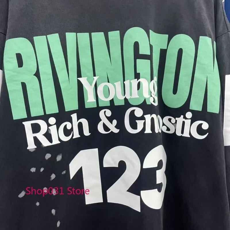 R123 Long Sleeve T Shirt Vintage Washed 100% Cotton Loose Fit Casual Mens Pullover  oversized t shirt
