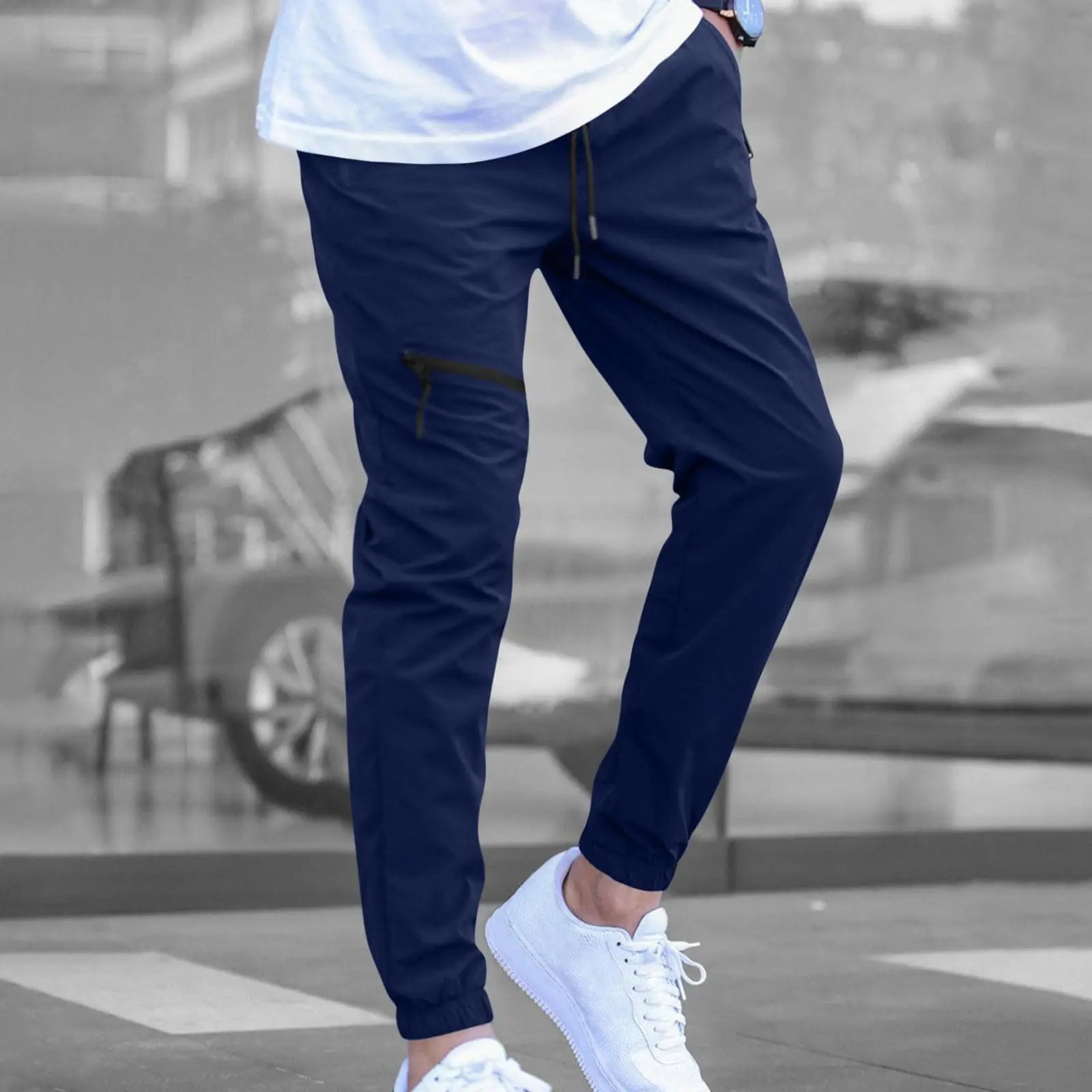 YHOPE Mens Cargo Work Pants Casual Stylish Twill Tapered Slim Fit Pants Athletic Chinos Work Trousers 80s Outfit Streetwear