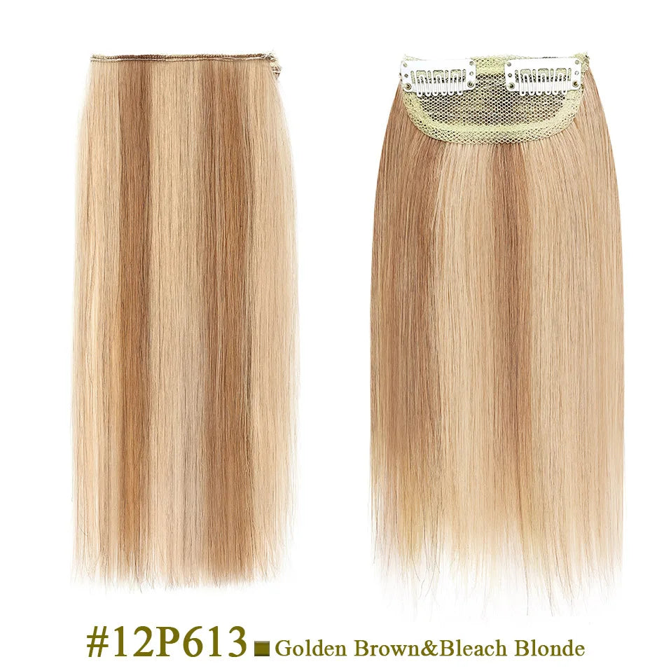 S-noilte 1pc Straight Clip in Hair Extensions Human Hair Side Head 8inch 12inch Black Brown Women Fake Hairpiece Platinum Blonde