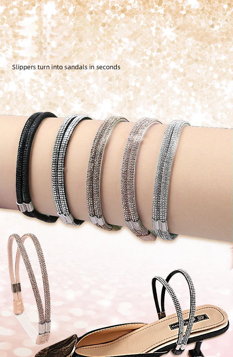 High Heels Shoes Band Anti-loose for Women Diamond Shoelaces Anti-drop Heel Straps Belt Drill Elastic Fixing Rhinestone Belts