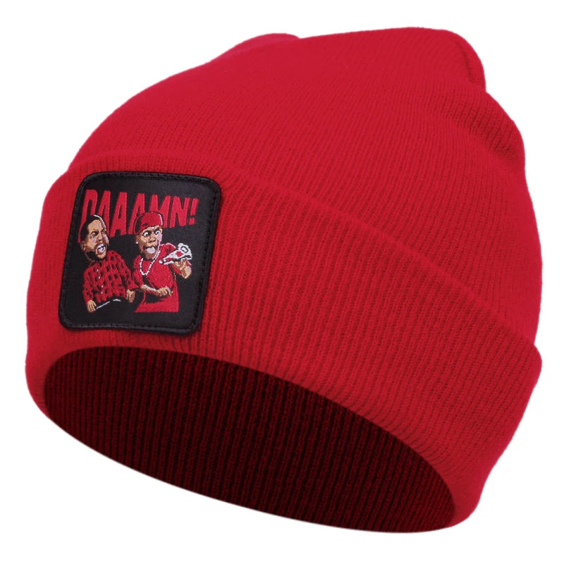 DAAAMN cartoon embroidered knitted hat for autumn and winter outdoor sports events Warm woolen hat hip-hop
