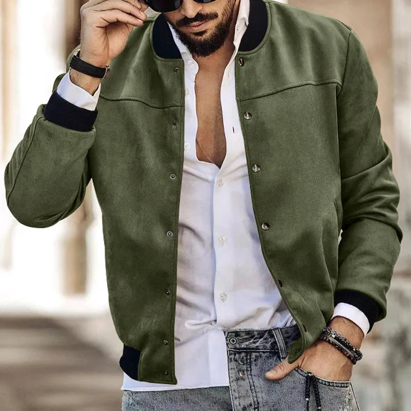 24  Autumn/Winter Suede Men's Button Cardigan Jacket Casual American
