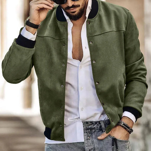 24  Autumn/Winter Suede Men's Button Cardigan Jacket Casual American
