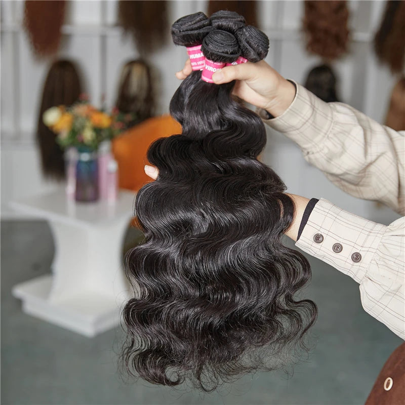 UNICE Hair Body Wave Bundles With 5X5 HD Lace Closure Human Hair Bundles With 4X4 Lace Closure 8-30 Inch Human Hair Weave Bundle