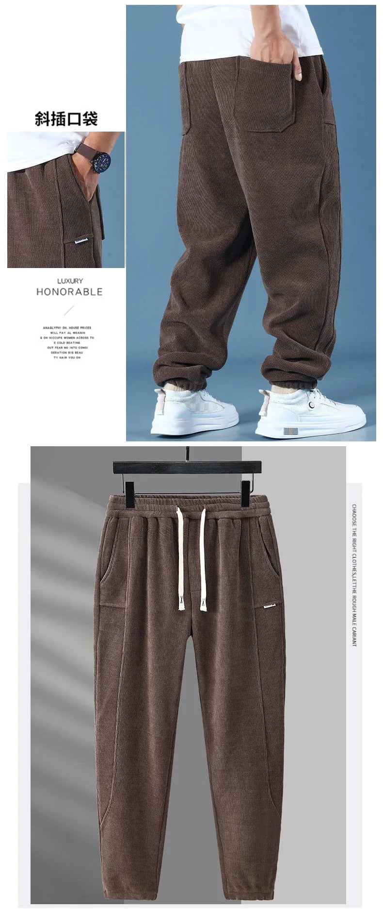 Extral Big Size Corduroy Pants Men Fleece Lined Warm Thick Sweatpant Jogger Male Winter Plus Velvet Trouser Large Plus 10XL 12XL