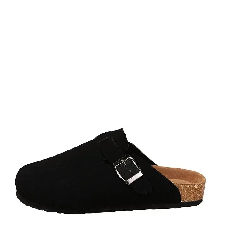 2026 Fashion Women Casual Faux Suede Slippers Wedges Heel Cork Mules Platform Clog Non Slip Sole Buckle Outdoor Home Shoes35--44