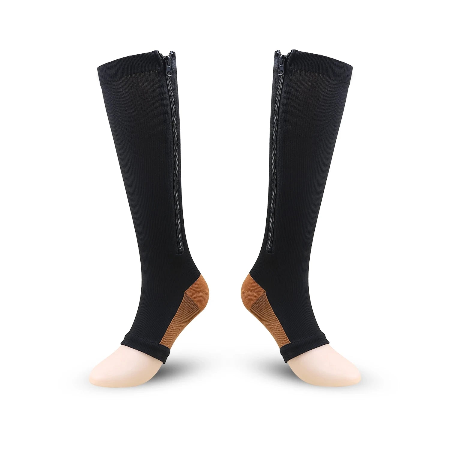 Compression Socks S-XXL Medical Edema Pregnant Varicocele Open Toe Socks Men Women Solid Color Knee Length Elastic Tight Socks